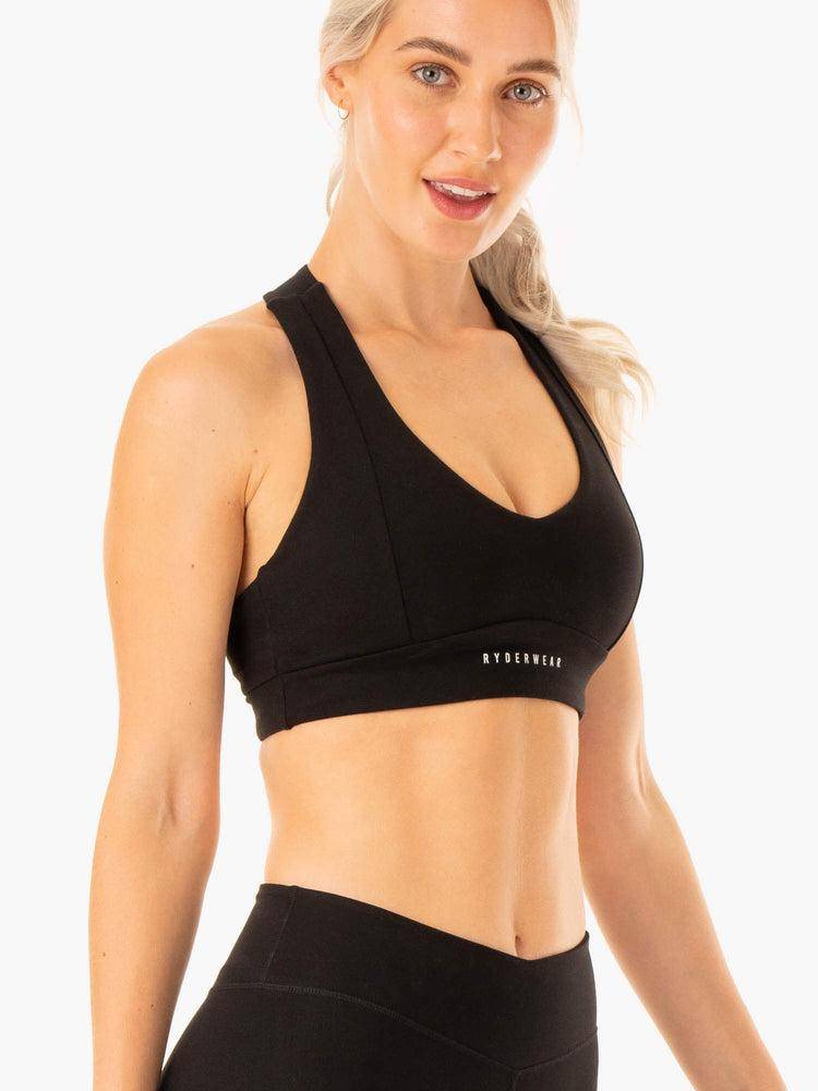 Staniki Sportowe Damskie Ryderwear Women Sports Bra Revival Czarne | PL1783KI