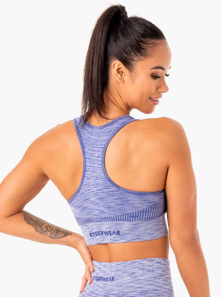 Staniki Sportowe Damskie Ryderwear Women Sports Bra Evolve Seamless Longline Niebieskie | PL1785ZG