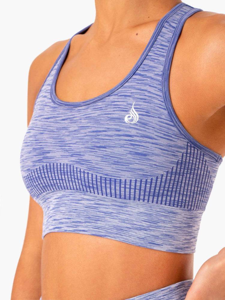 Staniki Sportowe Damskie Ryderwear Women Sports Bra Evolve Seamless Longline Niebieskie | PL1785ZG