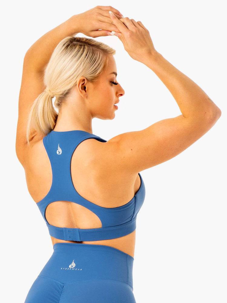 Staniki Sportowe Damskie Ryderwear Women Sports Bra Knockout Racer Back Niebieskie | PL1788VD