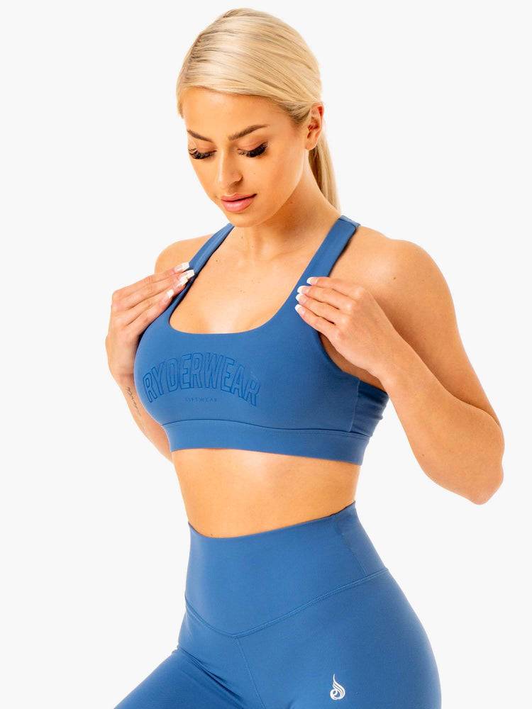 Staniki Sportowe Damskie Ryderwear Women Sports Bra Knockout Racer Back Niebieskie | PL1788VD