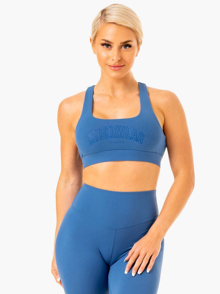 Staniki Sportowe Damskie Ryderwear Women Sports Bra Knockout Racer Back Niebieskie | PL1788VD