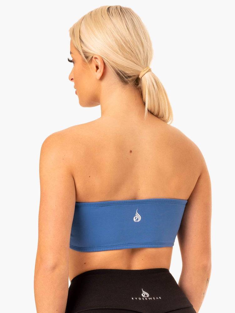 Staniki Sportowe Damskie Ryderwear Women Sports Bra Bandeau Niebieskie | PL1789BC