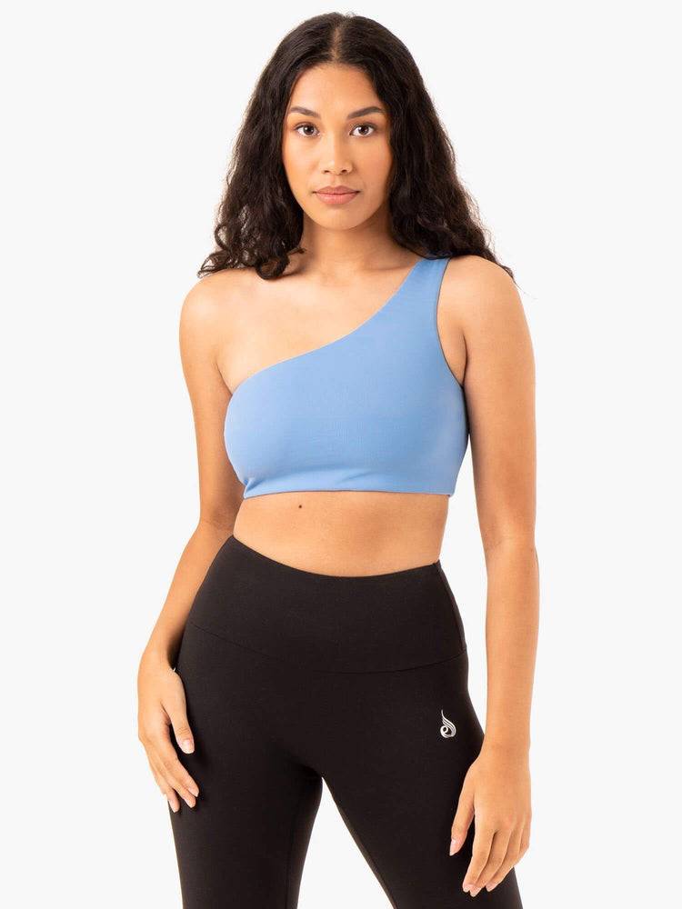 Staniki Sportowe Damskie Ryderwear Women Sports Bra Adapt One Shoulder Niebieskie | PL1799IS