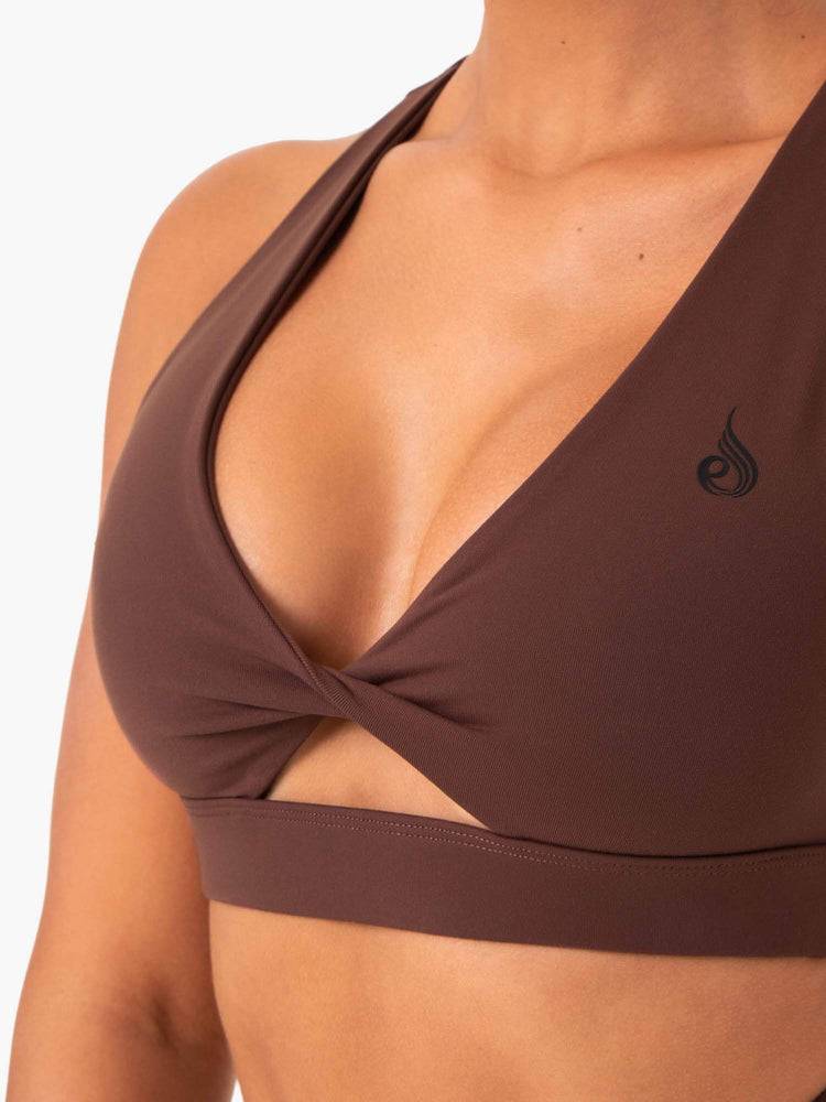 Staniki Sportowe Damskie Ryderwear Women Sports Bra Adapt Twist Czekolada | PL1804DN