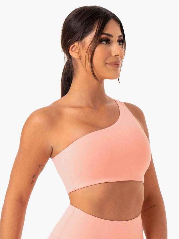 Staniki Sportowe Damskie Ryderwear Women Sports Bra Adapt One Shoulder Koralowe | PL1808JJ