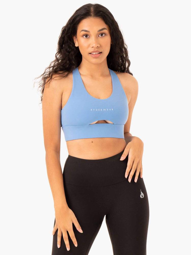 Staniki Sportowe Damskie Ryderwear Women Sports Bra Focus Contour Niebieskie | PL1815BC