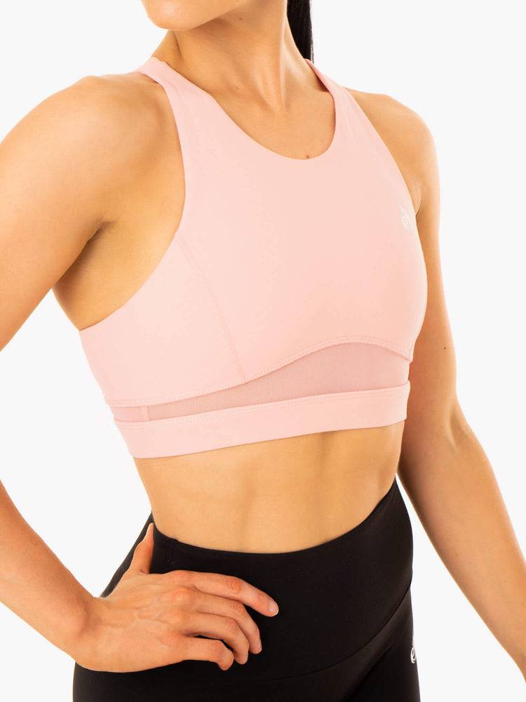 Staniki Sportowe Damskie Ryderwear Women Sports Bra Amazon Mesh Różowe | PL1820EX