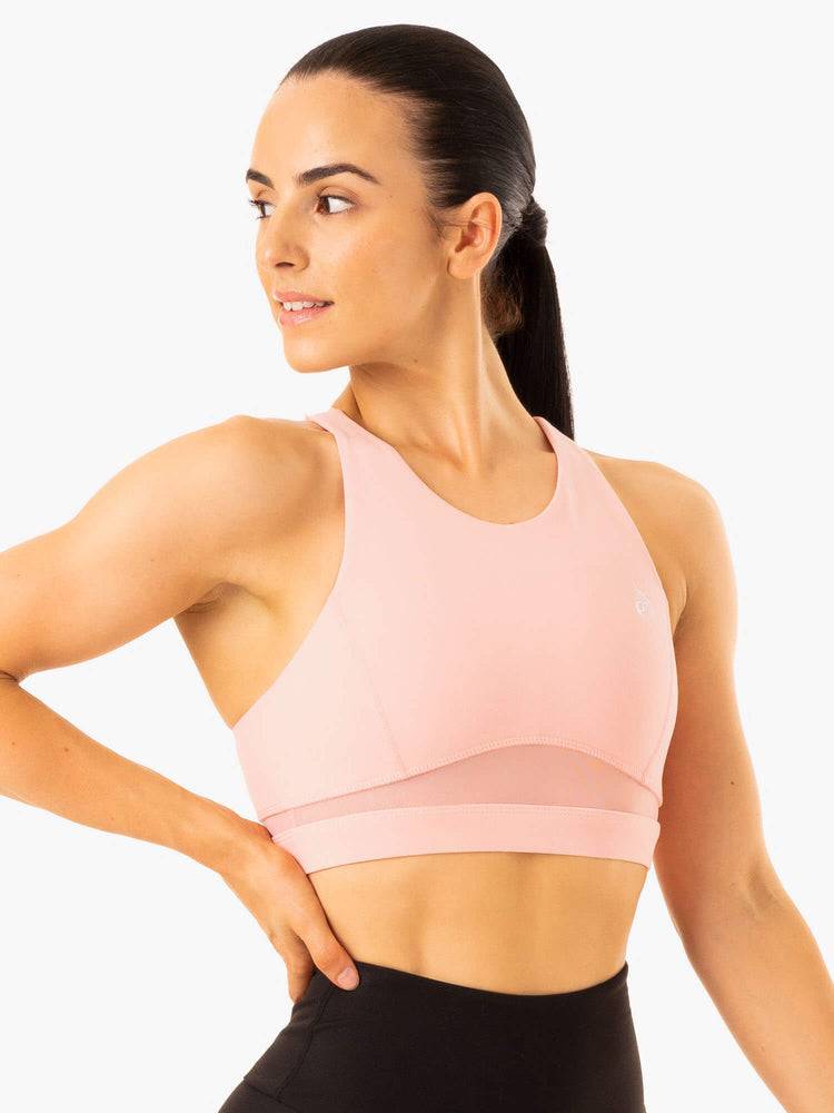 Staniki Sportowe Damskie Ryderwear Women Sports Bra Amazon Mesh Różowe | PL1820EX