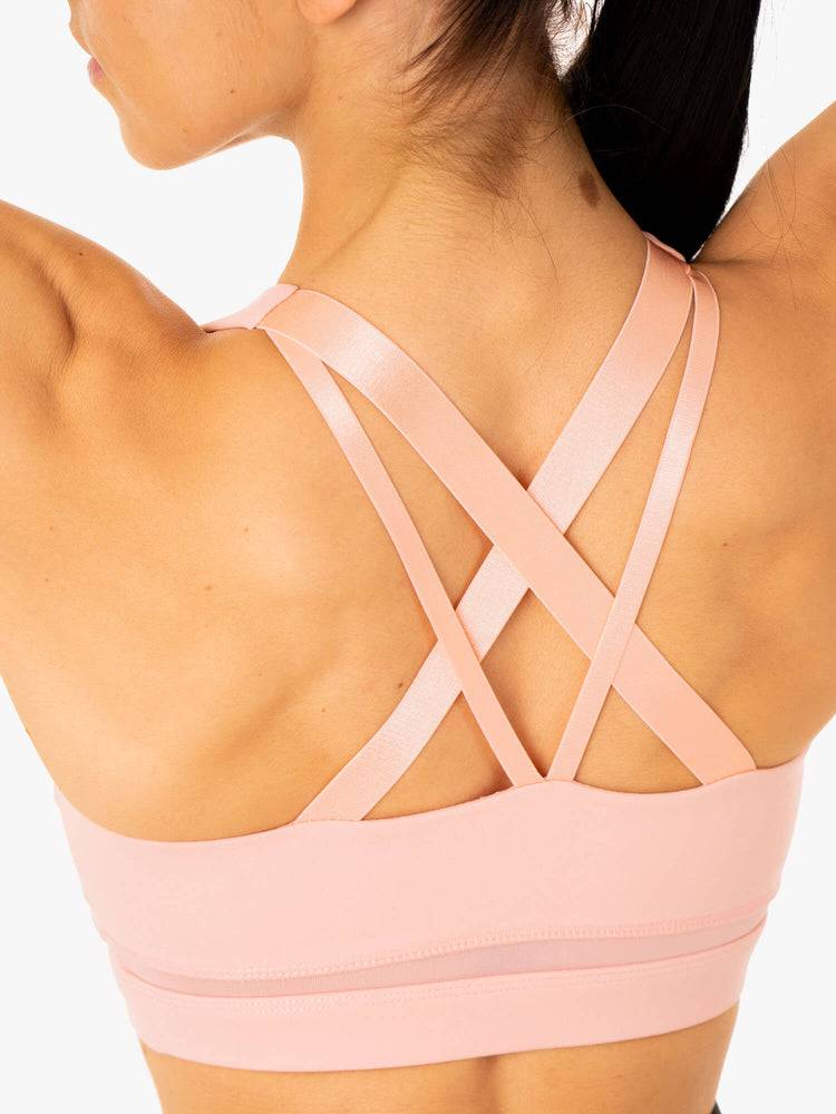 Staniki Sportowe Damskie Ryderwear Women Sports Bra Amazon Mesh Różowe | PL1820EX