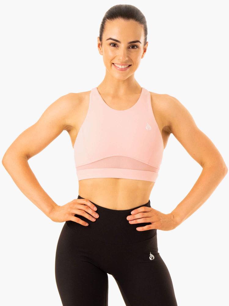 Staniki Sportowe Damskie Ryderwear Women Sports Bra Amazon Mesh Różowe | PL1820EX