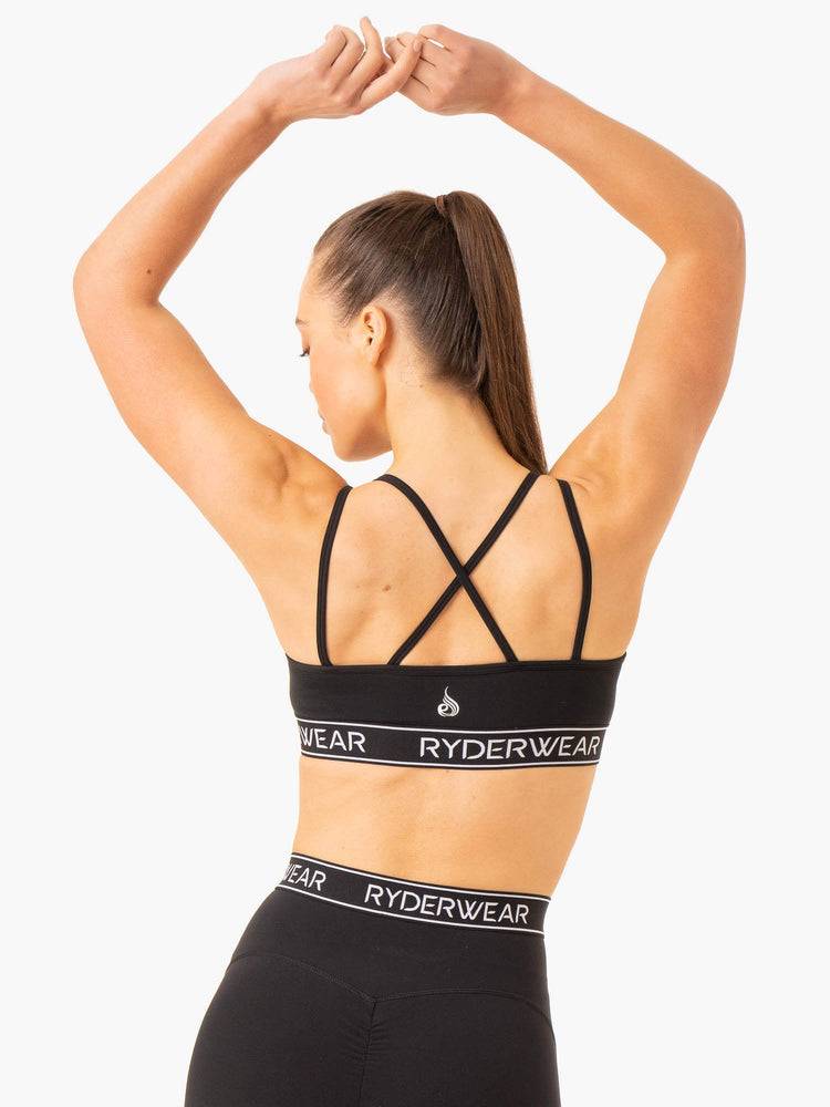 Staniki Sportowe Damskie Ryderwear Women Sports Bra Level Up V-Neck Czarne | PL1822TV