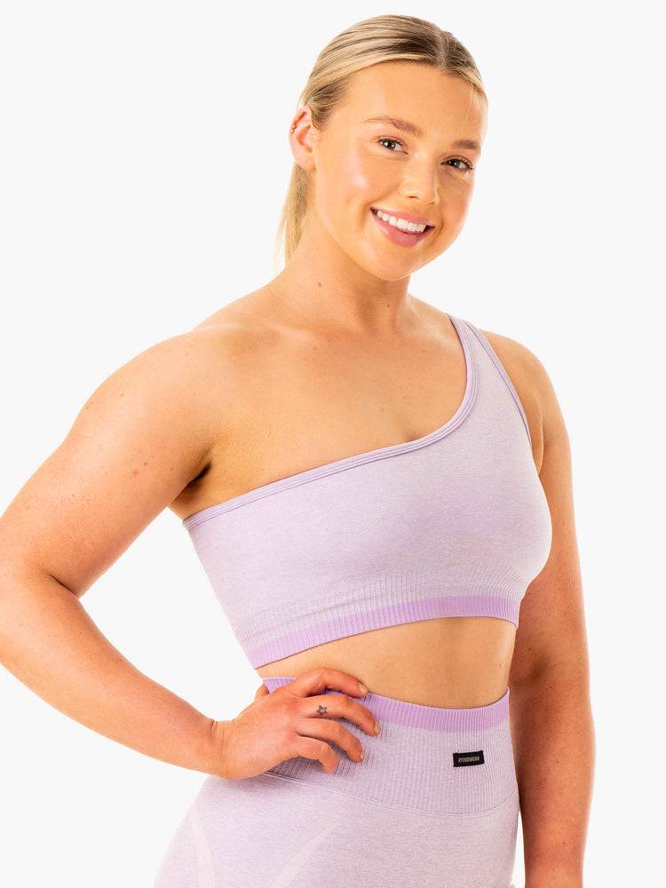 Staniki Sportowe Damskie Ryderwear Women Sports Bra Excel Seamless One Shoulder Lawenda | PL1828AP