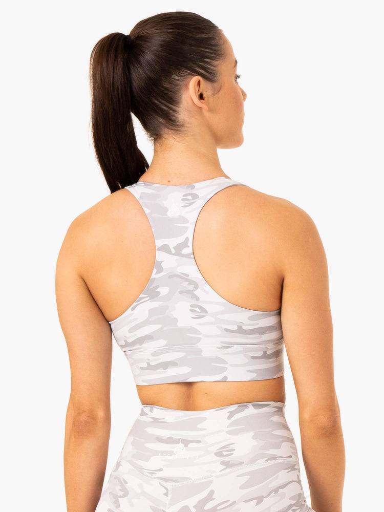 Staniki Sportowe Damskie Ryderwear Women Sports Bra Base Racer Back Szare Camo | PL1833HK