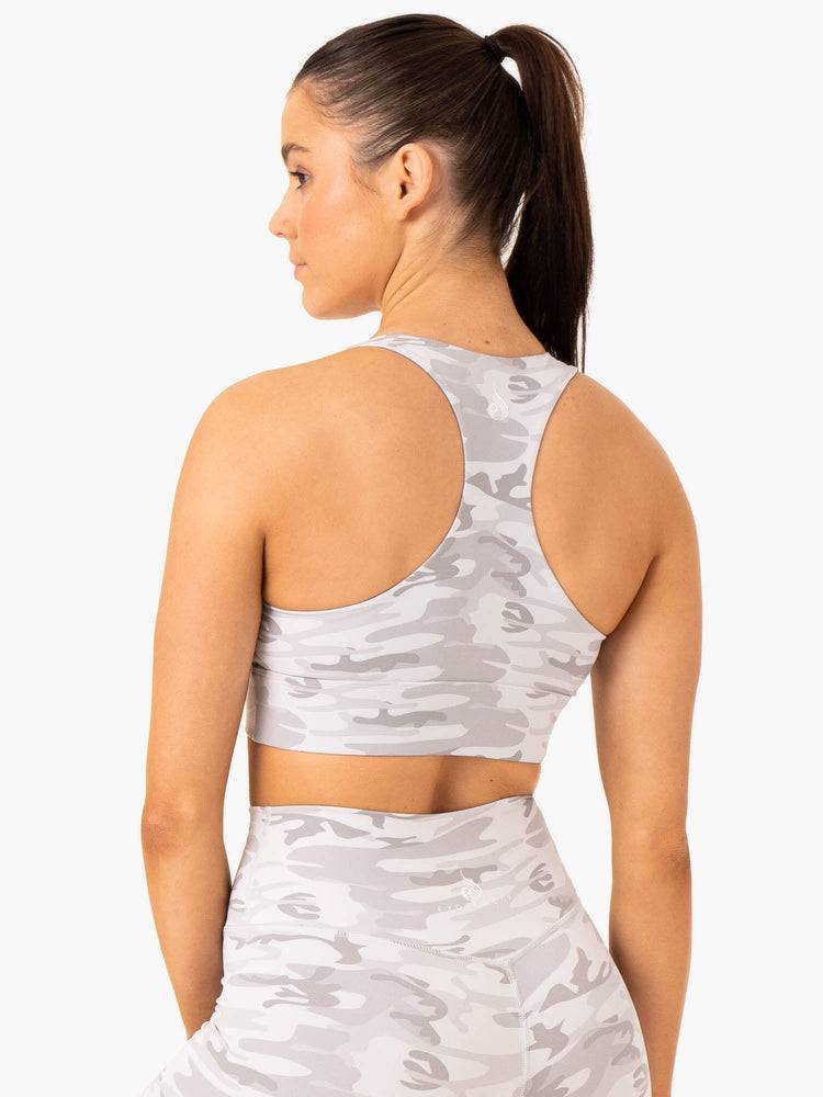 Staniki Sportowe Damskie Ryderwear Women Sports Bra Base Racer Back Szare Camo | PL1833HK