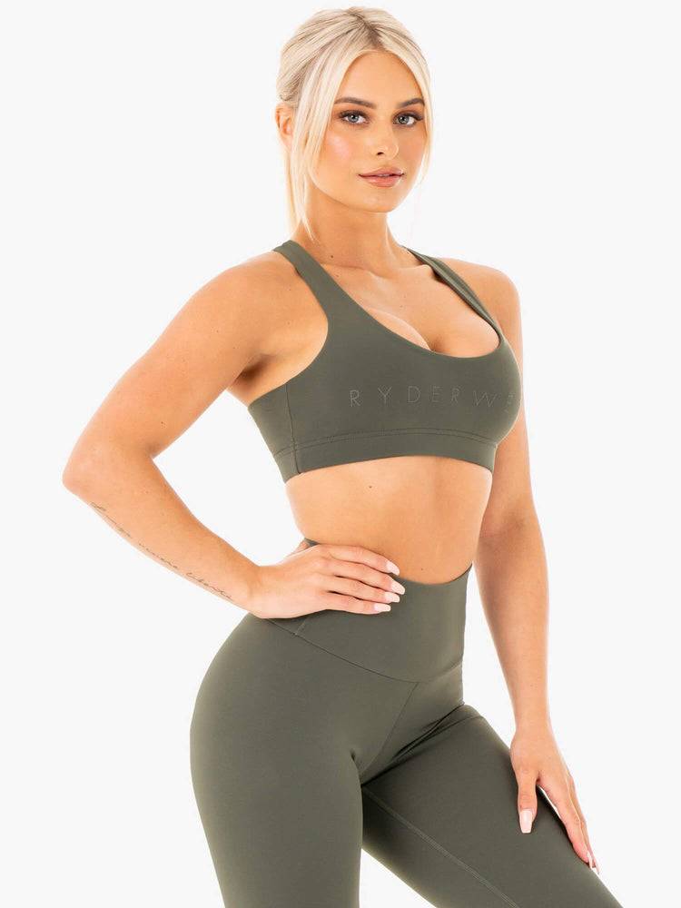 Staniki Sportowe Damskie Ryderwear Women Sports Bra Motion Khaki | PL1835KI