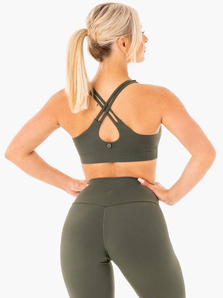 Staniki Sportowe Damskie Ryderwear Women Sports Bra Motion Khaki | PL1835KI