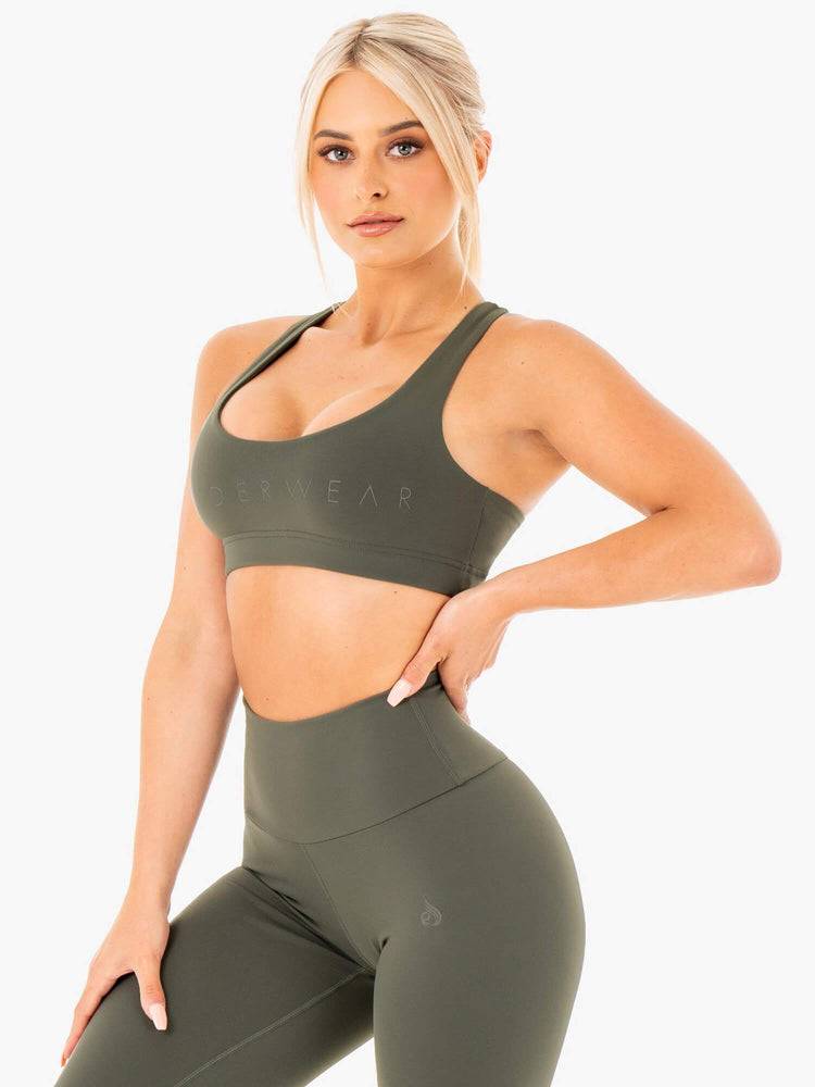 Staniki Sportowe Damskie Ryderwear Women Sports Bra Motion Khaki | PL1835KI