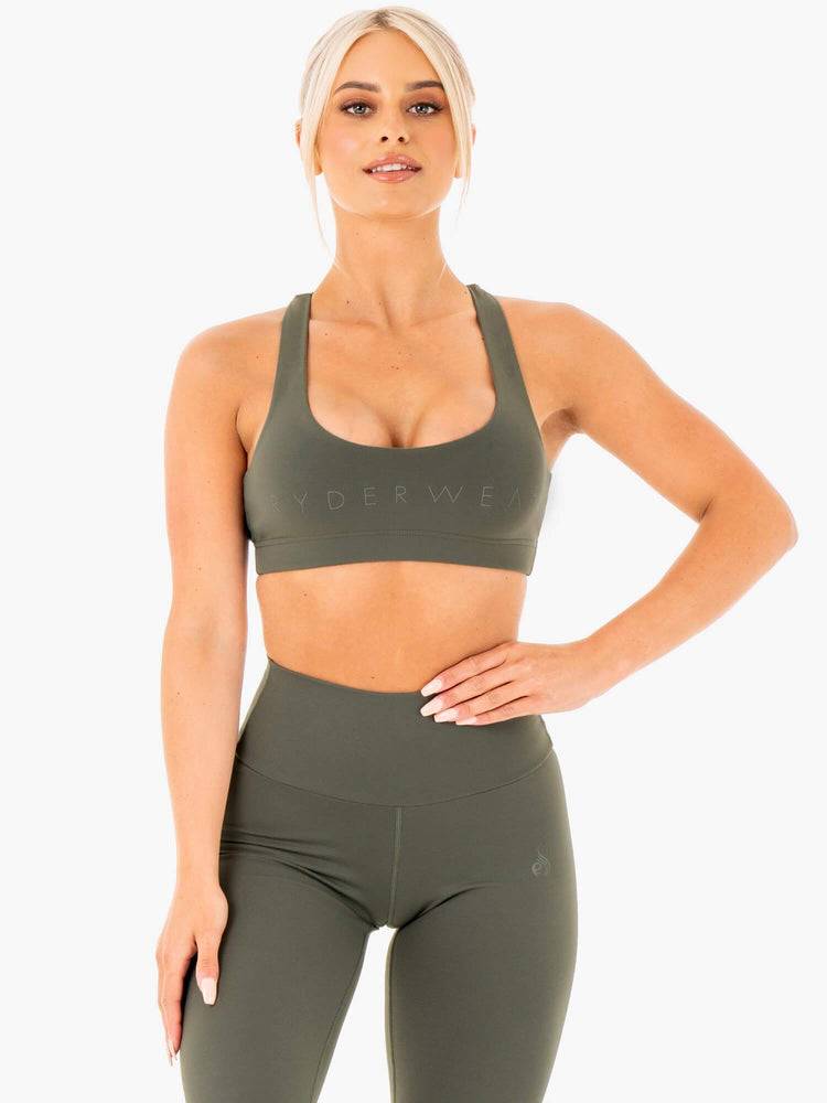 Staniki Sportowe Damskie Ryderwear Women Sports Bra Motion Khaki | PL1835KI