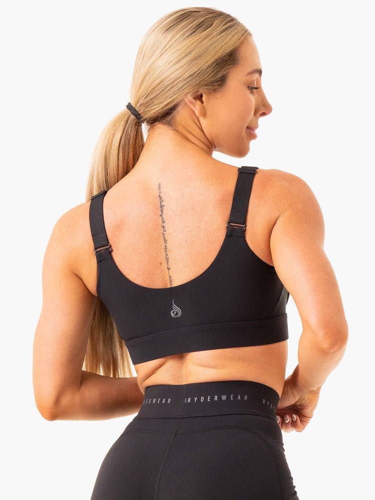 Staniki Sportowe Damskie Ryderwear Women Sports Bra Heighten High Impact Czarne | PL1842NB