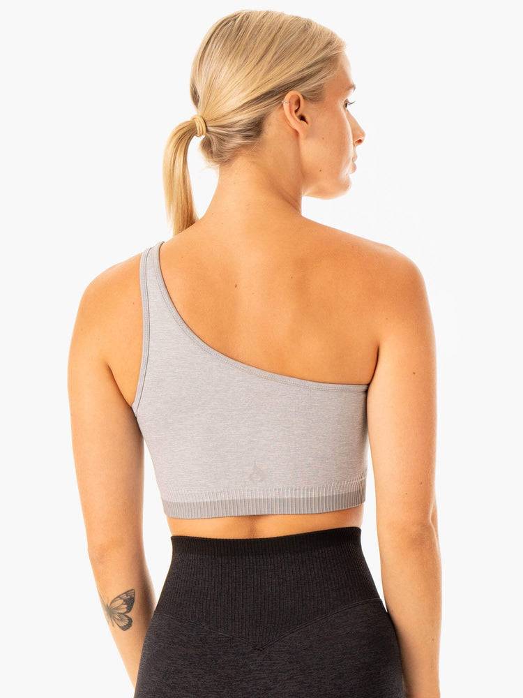 Staniki Sportowe Damskie Ryderwear Women Sports Bra Excel Seamless One Shoulder Szare | PL1848TV