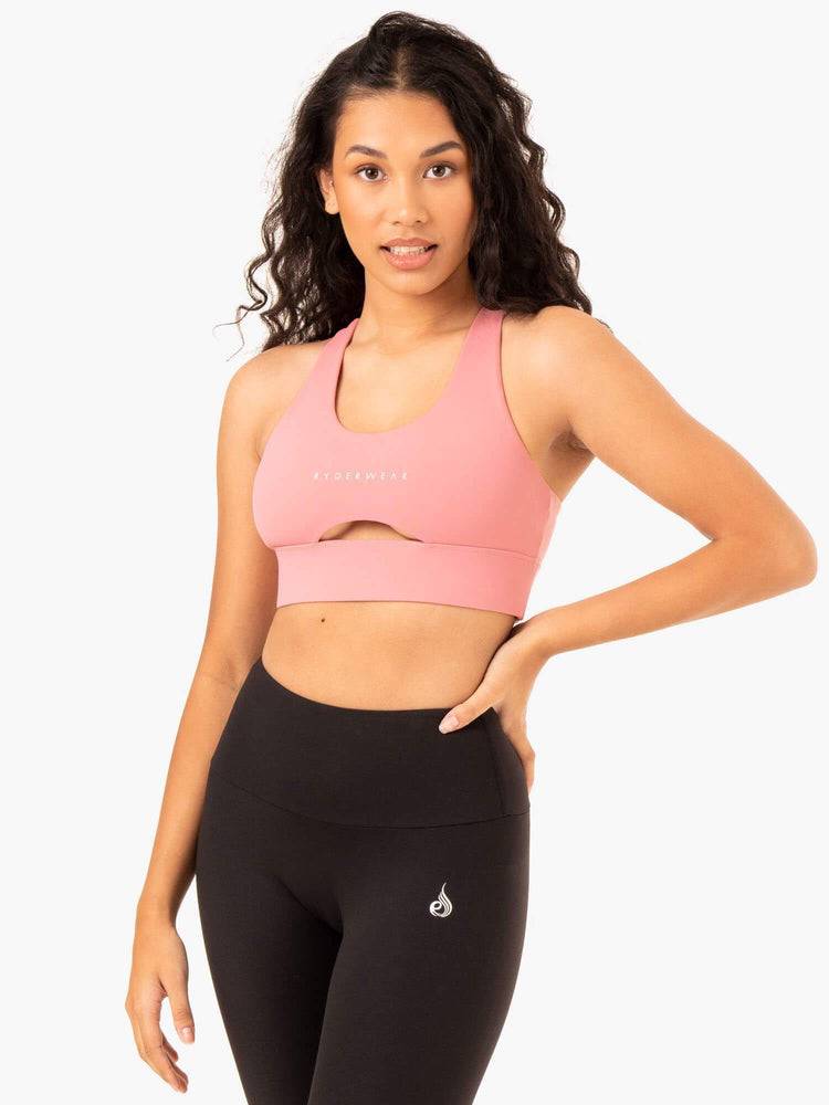 Staniki Sportowe Damskie Ryderwear Women Sports Bra Focus Contour Różowe | PL1849YU