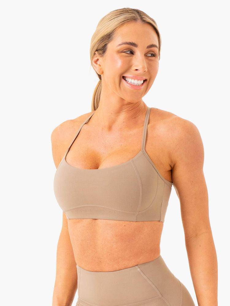 Staniki Sportowe Damskie Ryderwear Women Sports Bra NKD Frame Taupe | PL1850UT