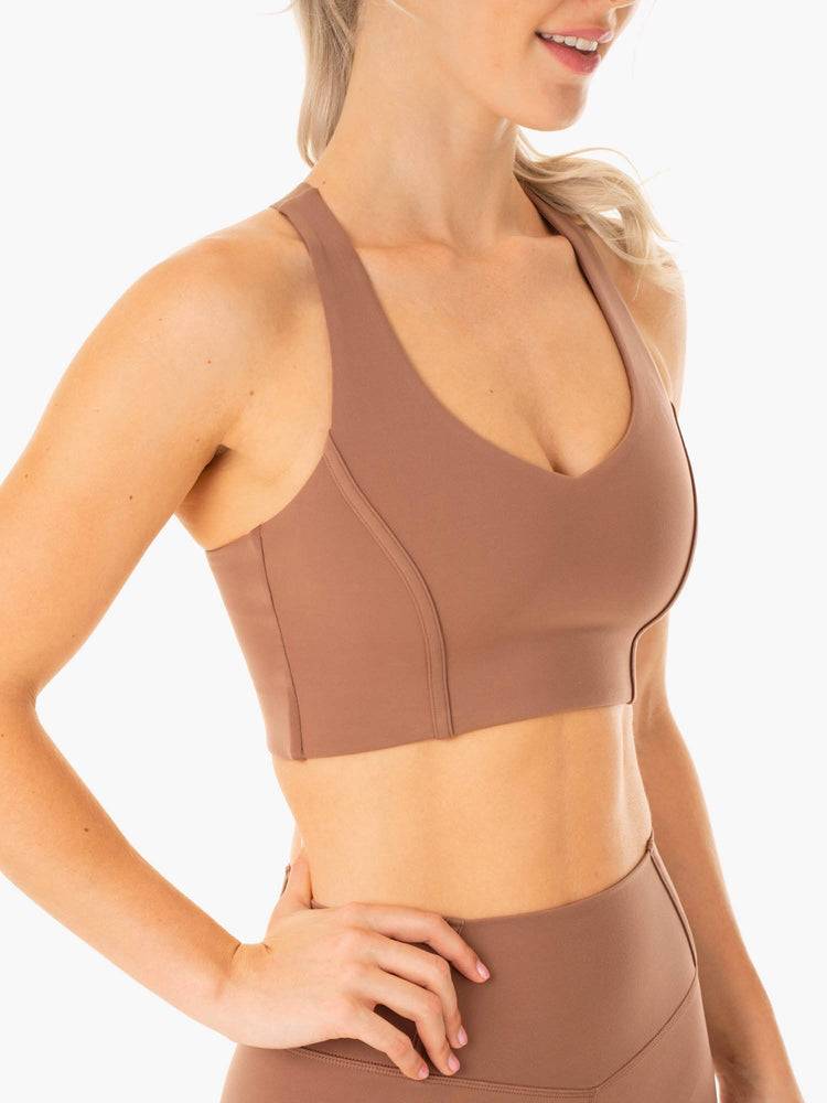 Staniki Sportowe Damskie Ryderwear Women Sports Bra Form Beżowe | PL1859HK