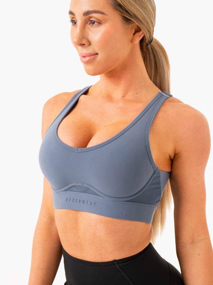 Staniki Sportowe Damskie Ryderwear Women Sports Bra Heighten High Impact Szare Niebieskie | PL1863ZG