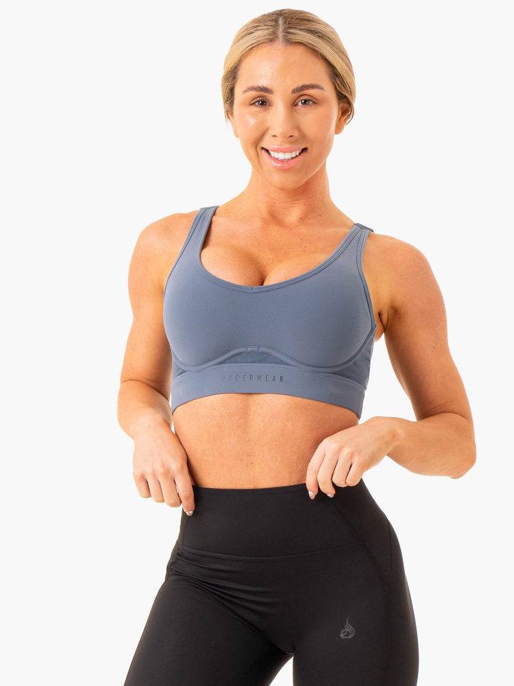 Staniki Sportowe Damskie Ryderwear Women Sports Bra Heighten High Impact Szare Niebieskie | PL1863ZG