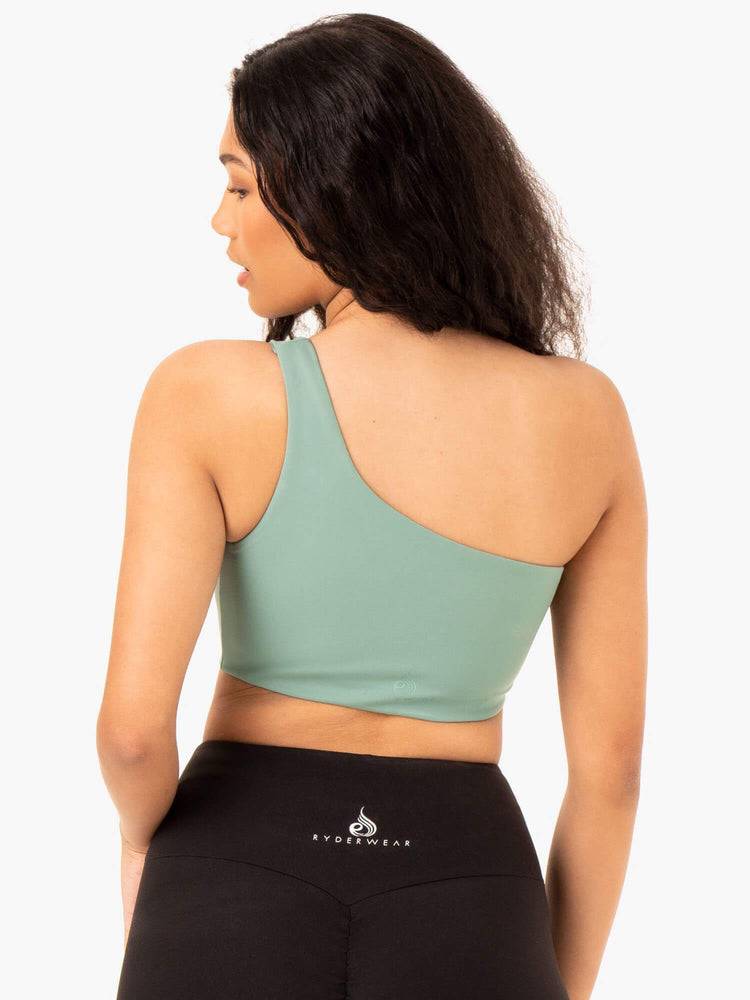 Staniki Sportowe Damskie Ryderwear Women Sports Bra Adapt One Shoulder Oliwkowe | PL1865CE