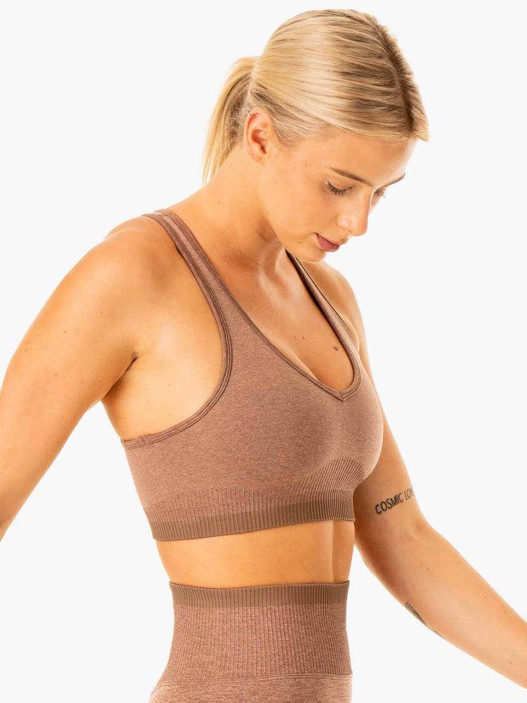 Staniki Sportowe Damskie Ryderwear Women Sports Bra Excel Seamless Beżowe | PL1867BC