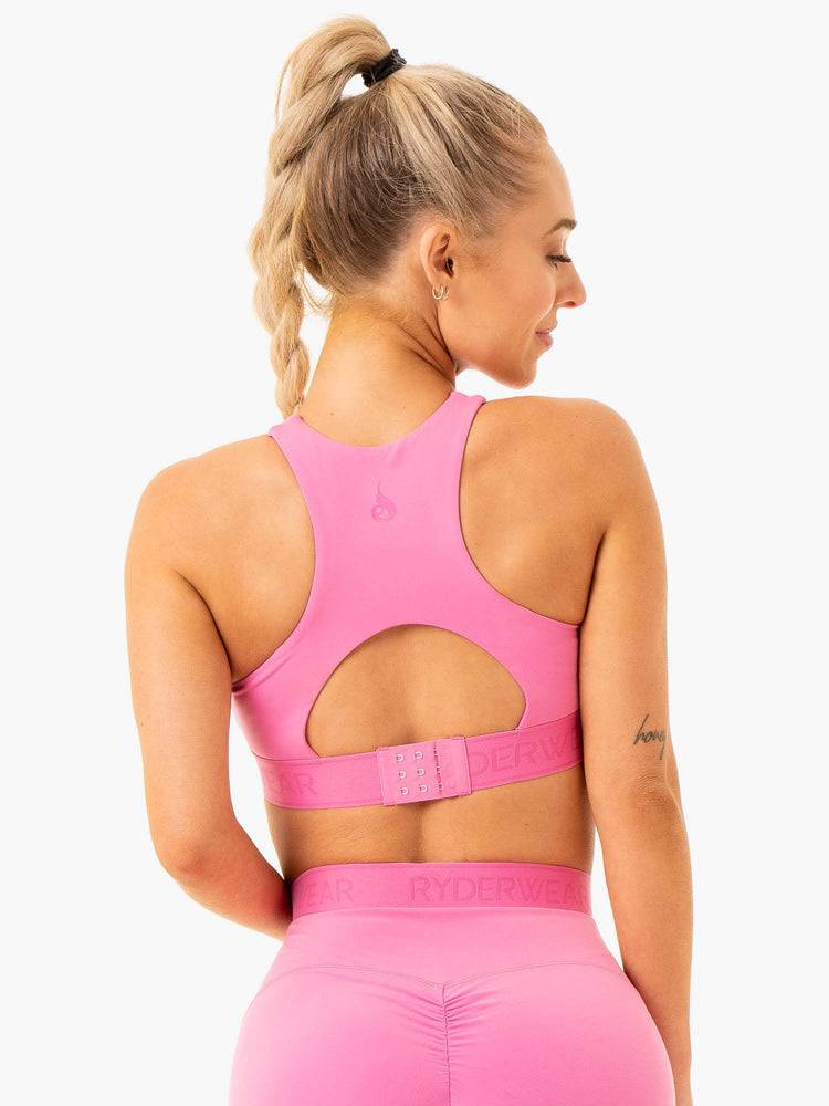 Staniki Sportowe Damskie Ryderwear Women Sports Bra Level Up High Impact Różowe | PL1873RW