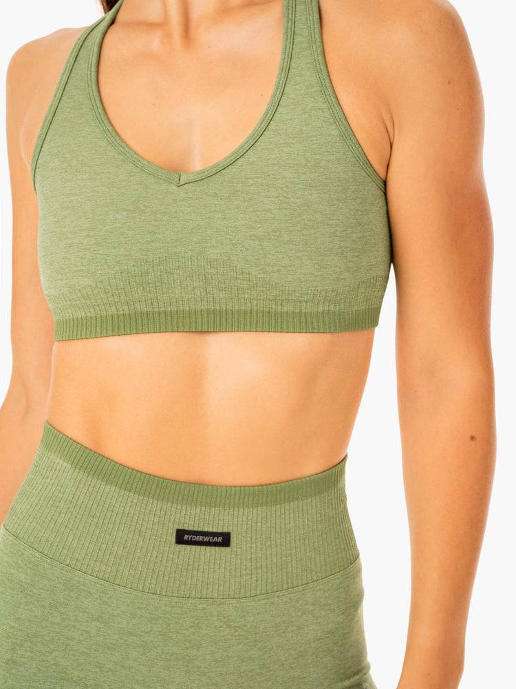 Staniki Sportowe Damskie Ryderwear Women Sports Bra Excel Seamless Zielone | PL1882DN