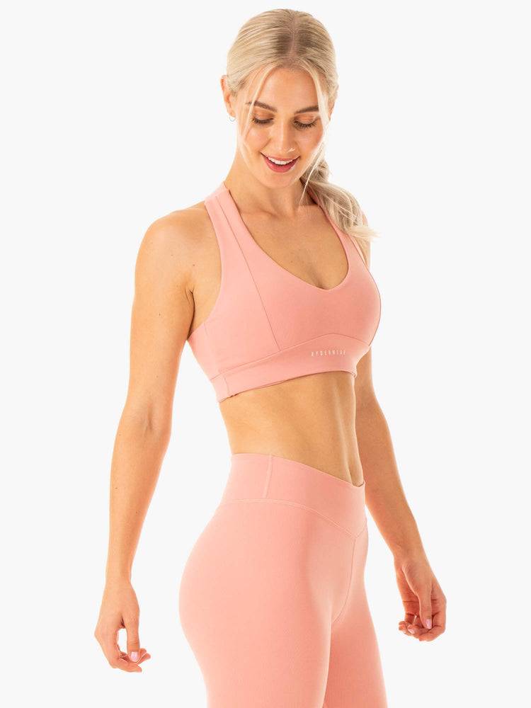 Staniki Sportowe Damskie Ryderwear Women Sports Bra Revival Różowe | PL1886JJ