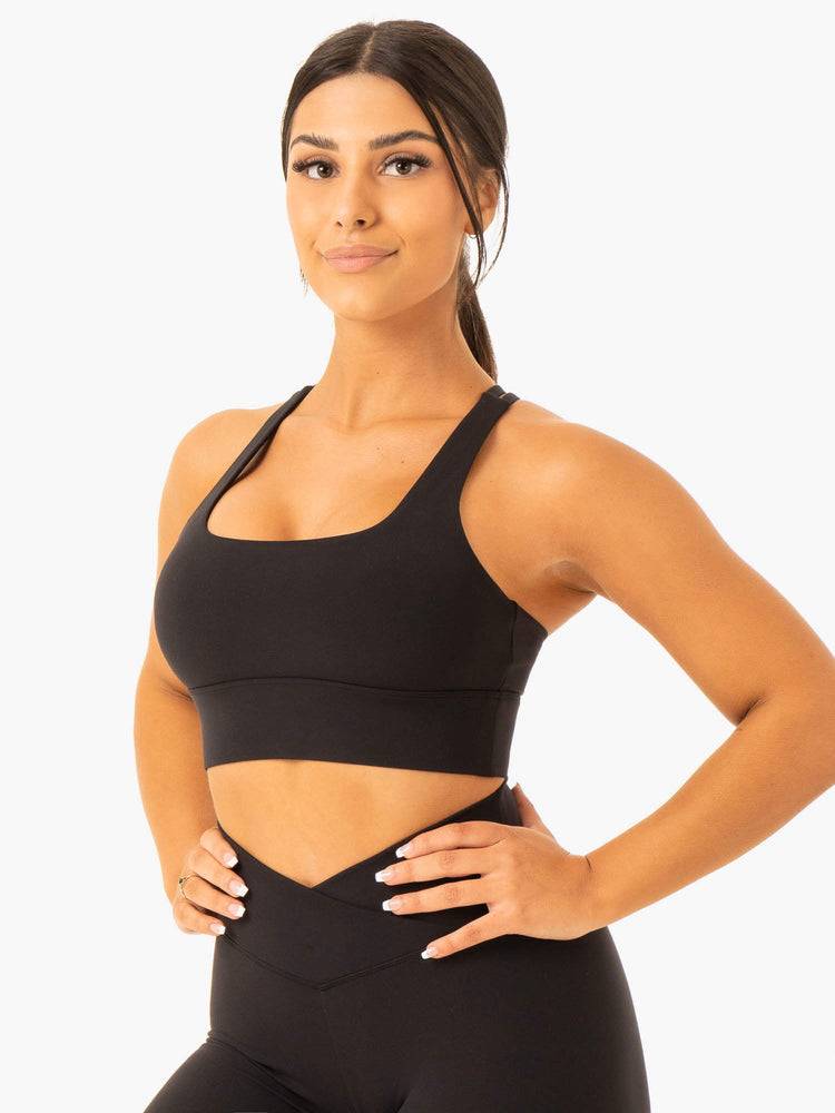 Staniki Sportowe Damskie Ryderwear Women Sports Bra Flow Square Neck Czarne | PL1888LH