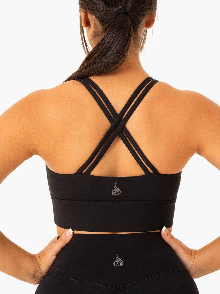 Staniki Sportowe Damskie Ryderwear Women Sports Bra Flow Square Neck Czarne | PL1888LH