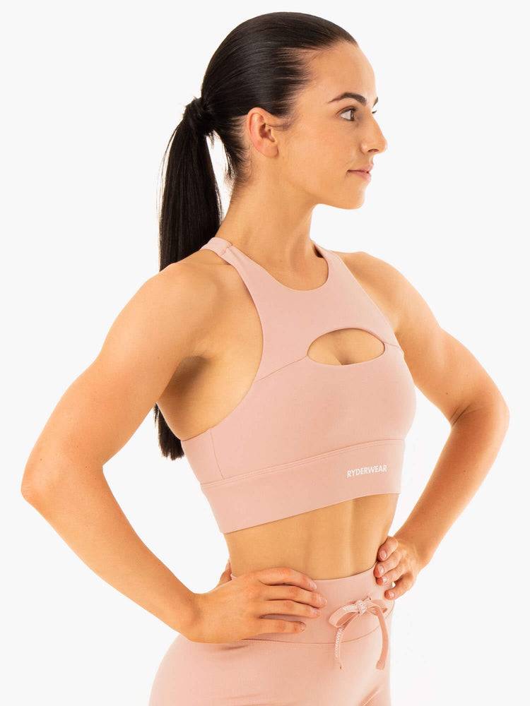 Staniki Sportowe Damskie Ryderwear Women Sports Bra Replay Cut Out Beżowe | PL1895MA