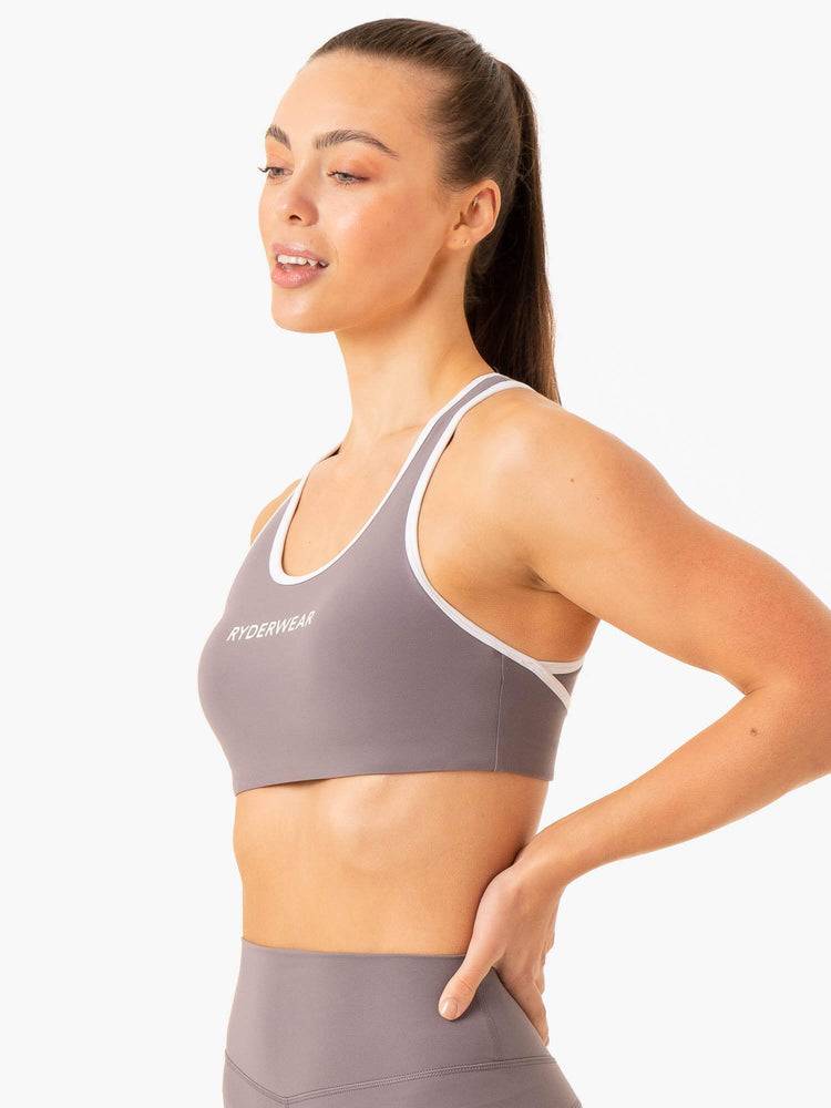 Staniki Sportowe Damskie Ryderwear Women Sports Bra Frequency High Impact Szare | PL1899RW