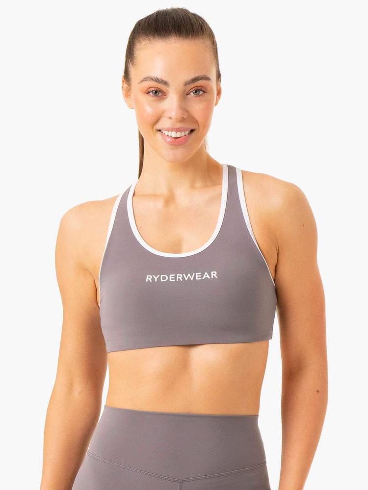 Staniki Sportowe Damskie Ryderwear Women Sports Bra Frequency High Impact Szare | PL1899RW