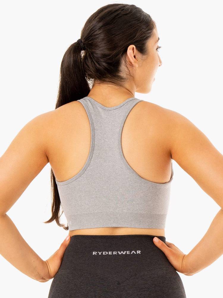 Staniki Sportowe Damskie Ryderwear Women Sports Bra Sculpt Seamless Racer Back Szare | PL1900TV