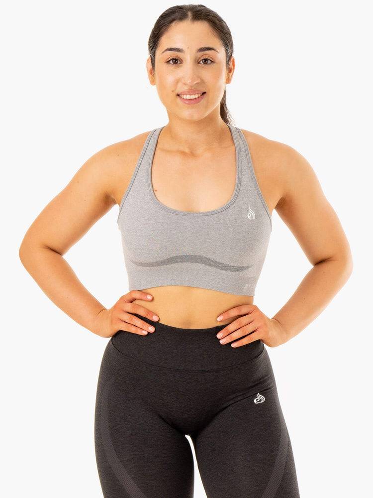 Staniki Sportowe Damskie Ryderwear Women Sports Bra Sculpt Seamless Racer Back Szare | PL1900TV