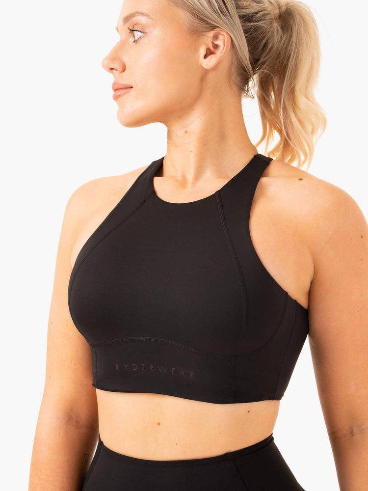 Staniki Sportowe Damskie Ryderwear Women Sports Bra NKD Frame Long Line Czarne | PL1902UT