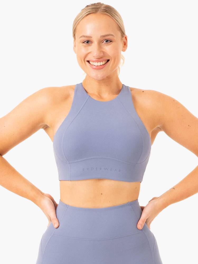 Staniki Sportowe Damskie Ryderwear Women Sports Bra NKD Frame Long Line Niebieskie | PL1921MA