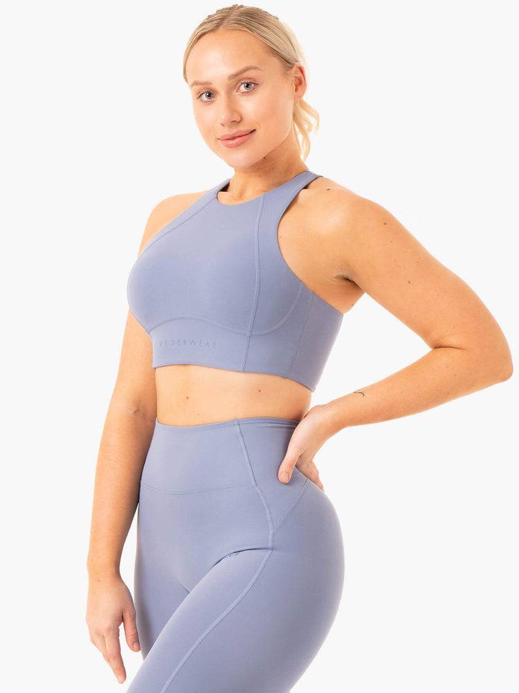 Staniki Sportowe Damskie Ryderwear Women Sports Bra NKD Frame Long Line Niebieskie | PL1921MA