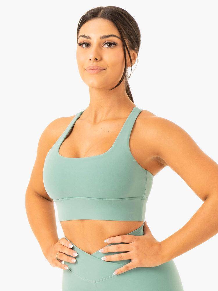 Staniki Sportowe Damskie Ryderwear Women Sports Bra Flow Square Neck Zielone | PL1922QZ