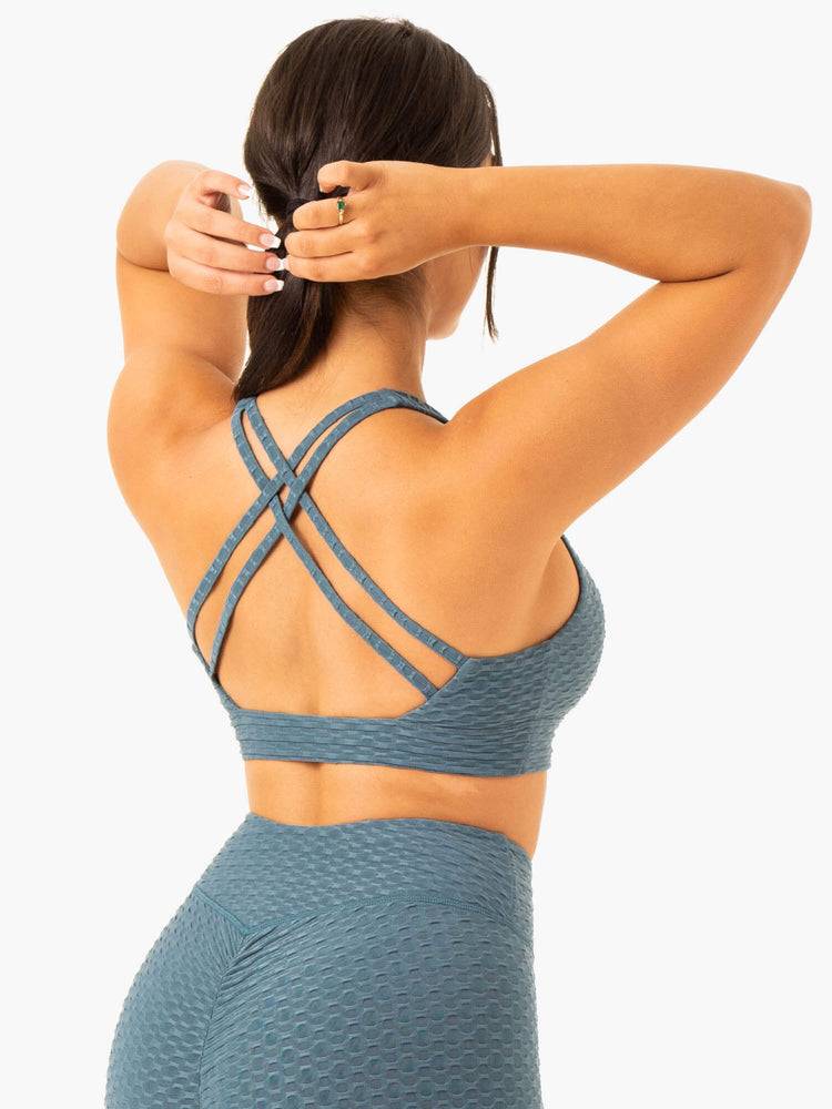 Staniki Sportowe Damskie Ryderwear Women Sports Bra Optic V-Neck Turkusowe | PL1925RW