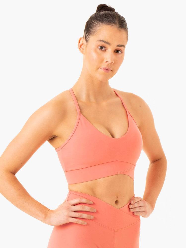 Staniki Sportowe Damskie Ryderwear Women Sports Bra Serene Cross Over Różowe Różowe | PL1928UT