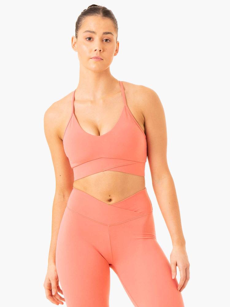 Staniki Sportowe Damskie Ryderwear Women Sports Bra Serene Cross Over Różowe Różowe | PL1928UT