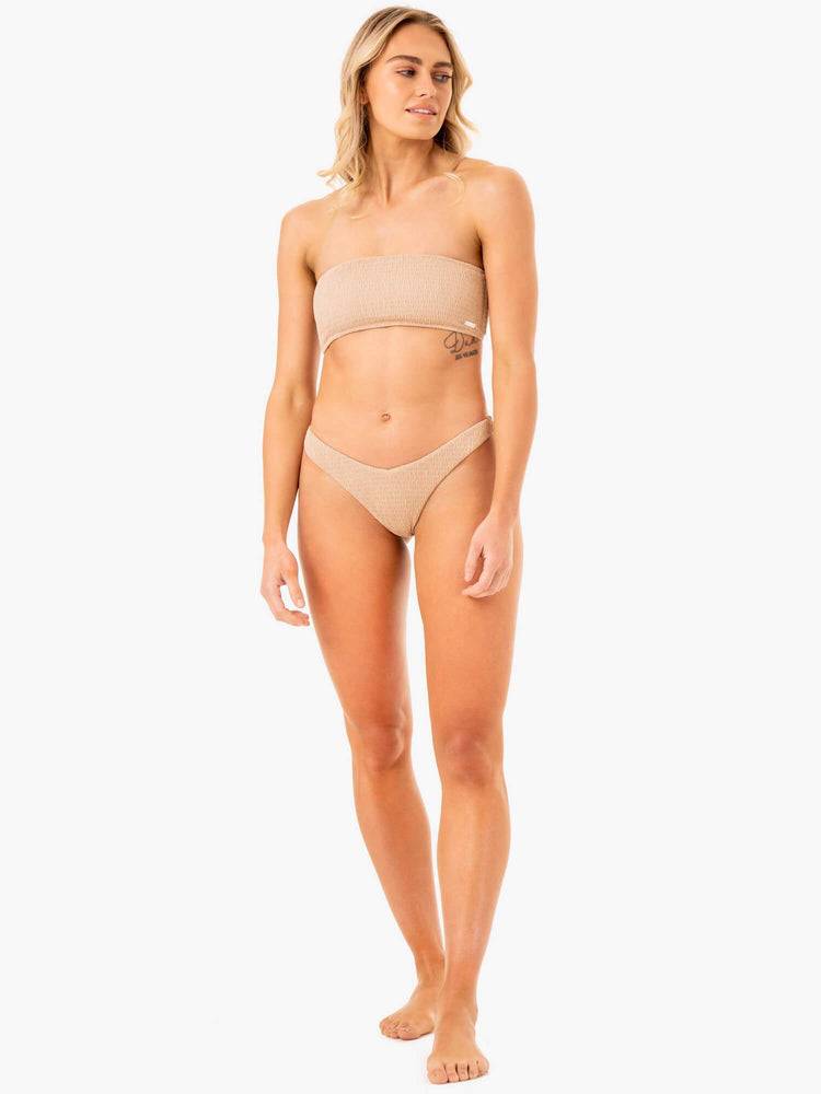 Stroje Kąpielowe Damskie Ryderwear Women Swimwear Paradise V Bikini Bottom Brązowe | PL1491SO